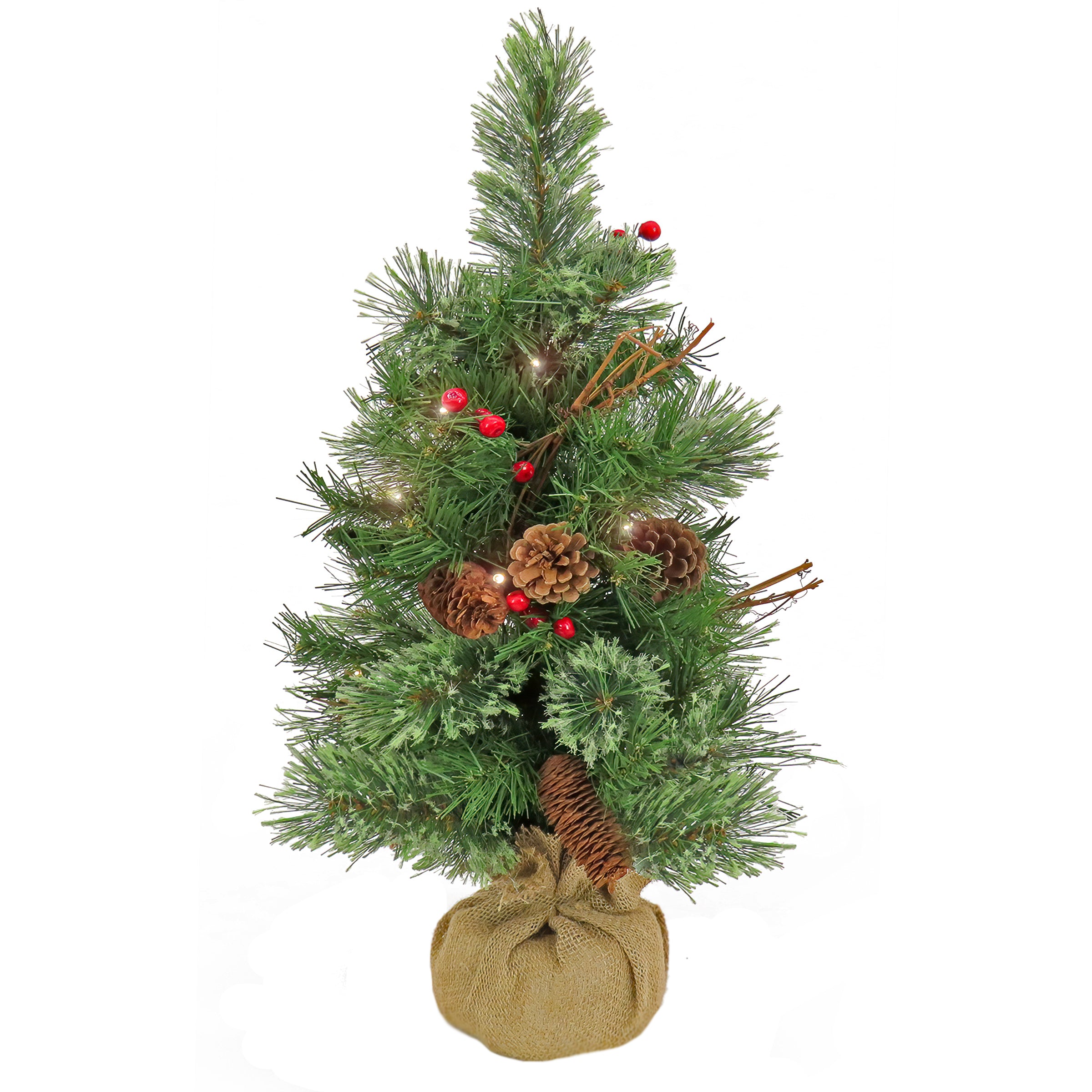 2 ft. Pre-Lit Glistening Pine Tree with Warm White LED Lights